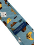 Medium denim blue tie with cute dog puppy design